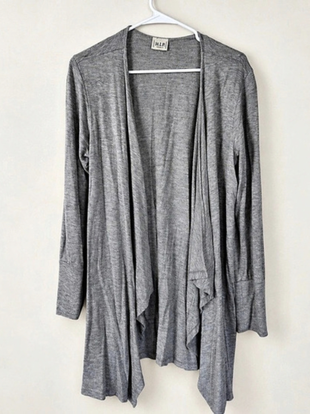 H.I.P. Gray Draped Cardigan Like New